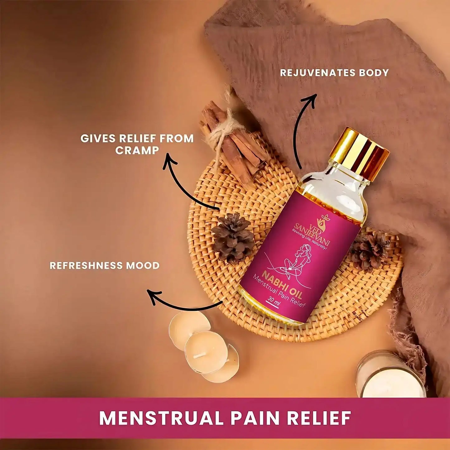 Ved Sanjeevani Nabhi Oil For Menstrual Pain Relief (30ml 1 Pc)