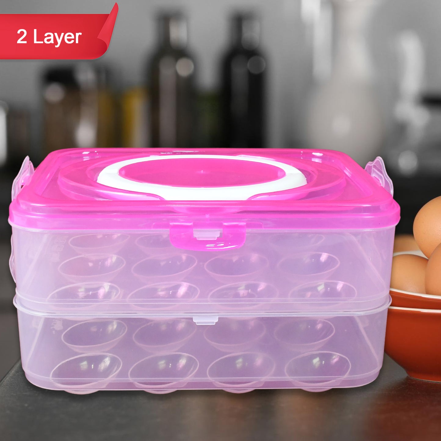 Double Layer 24 Grid Egg Storage Box For Egg Storage Container - LootFaat