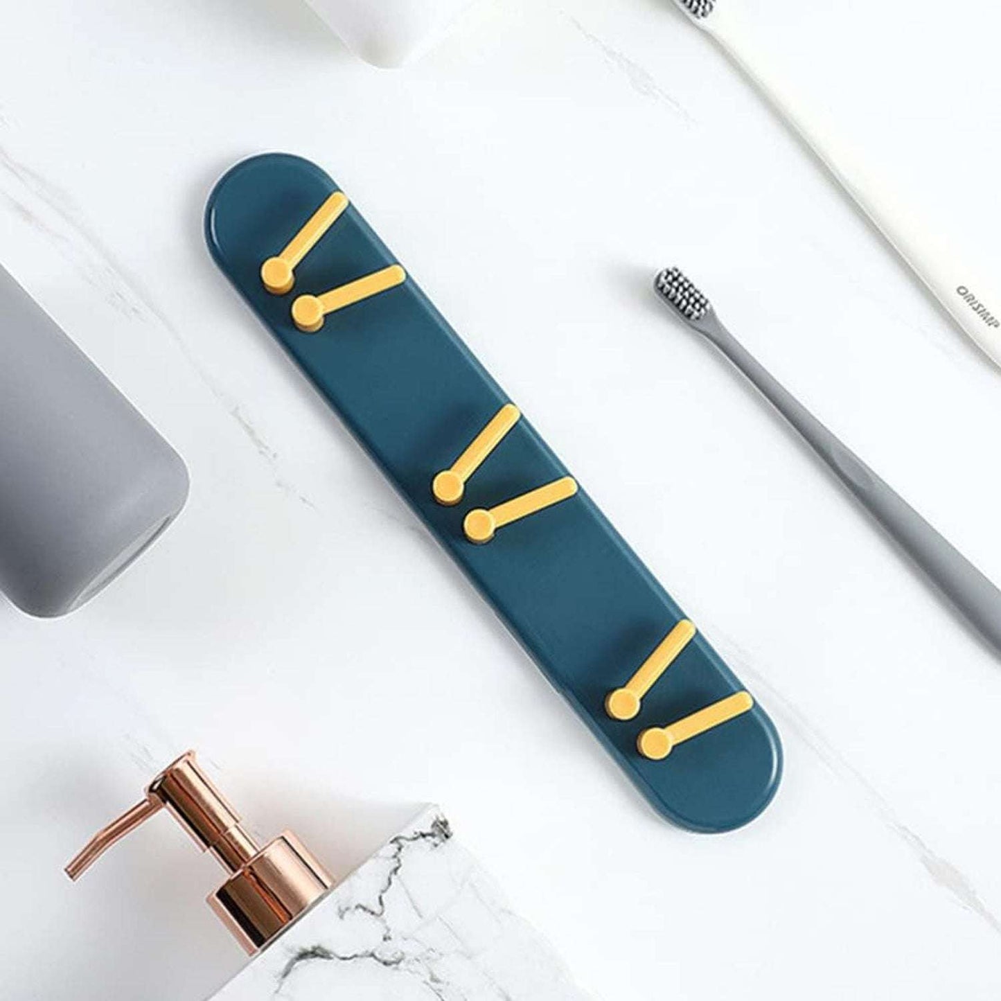Toothbrush Holder Plastic Bathroom Accessories Organizer Wall Mounted Hanging Mount Shelf Hooks (1pc) - LootFaat