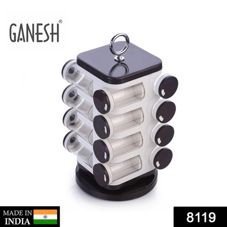 Ganesh Multipurpose Revolving Spice Rack With 16 Pcs Dispenser Each 100 Ml Plastic Spice Abs Material 1 Piece Spice Set 1 Piece Spice Set (Plastic) - LootFaat