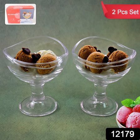 Glass Footed Dessert Bowl Ice Cream Cup (2 Pcs Set) - LootFaat