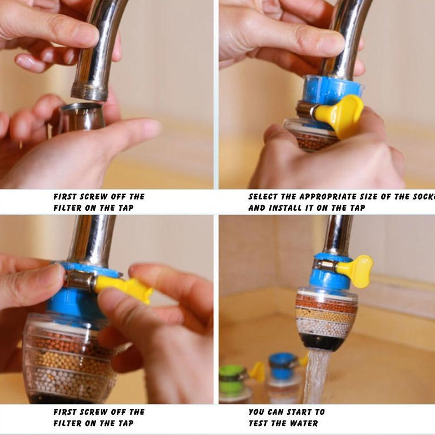 Water Faucet Clean Purifier Filter Cartridge Water Tap Upgrade Universal Interface Faucet Filter (Six Layer Purifier) - LootFaat