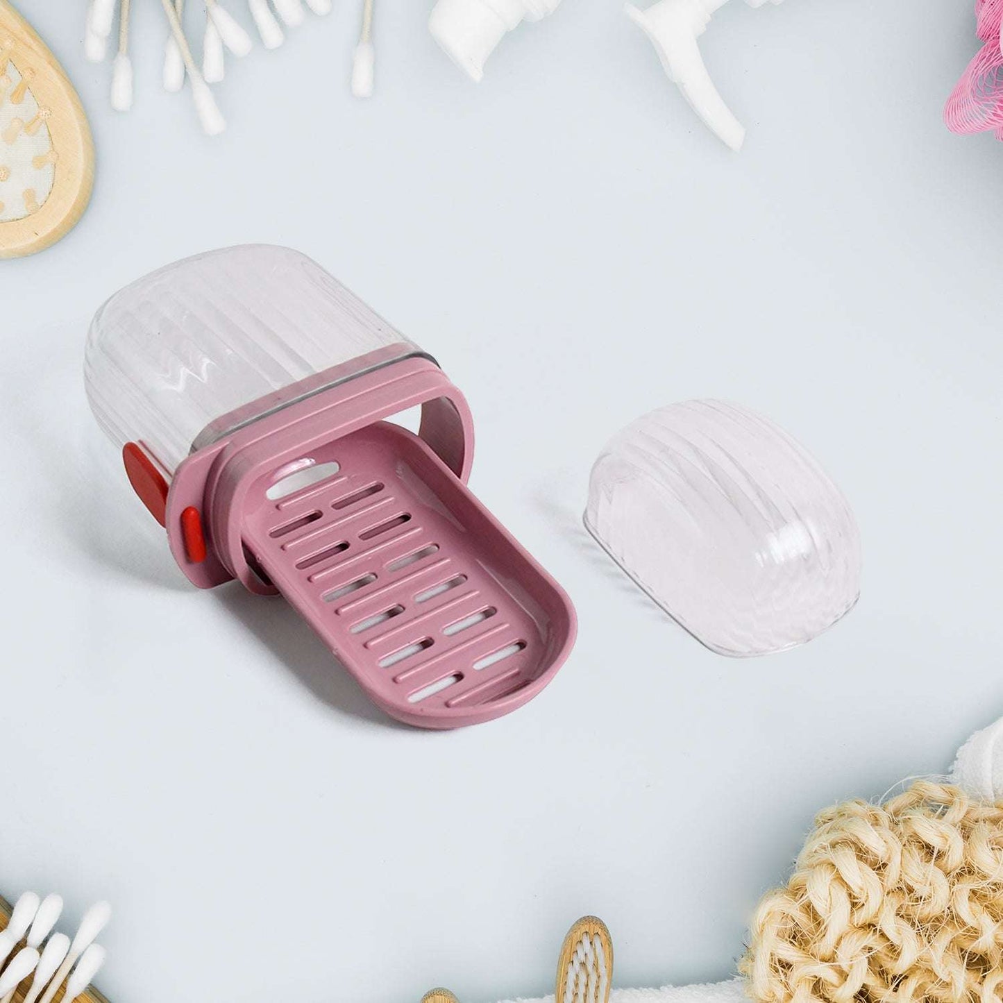 Multipurpose Plastic Soap Dish With Transparent Dust-proof Lid Sabudani (1 Pc)