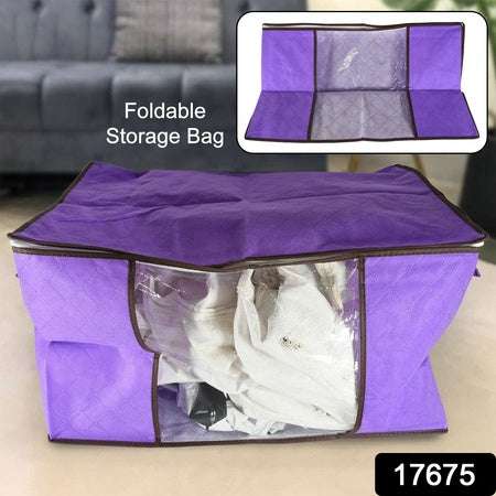 Clothing Storage Bag With Zipper Non-woven Storage Bag For Storing The Clothes And Sarees. - LootFaat