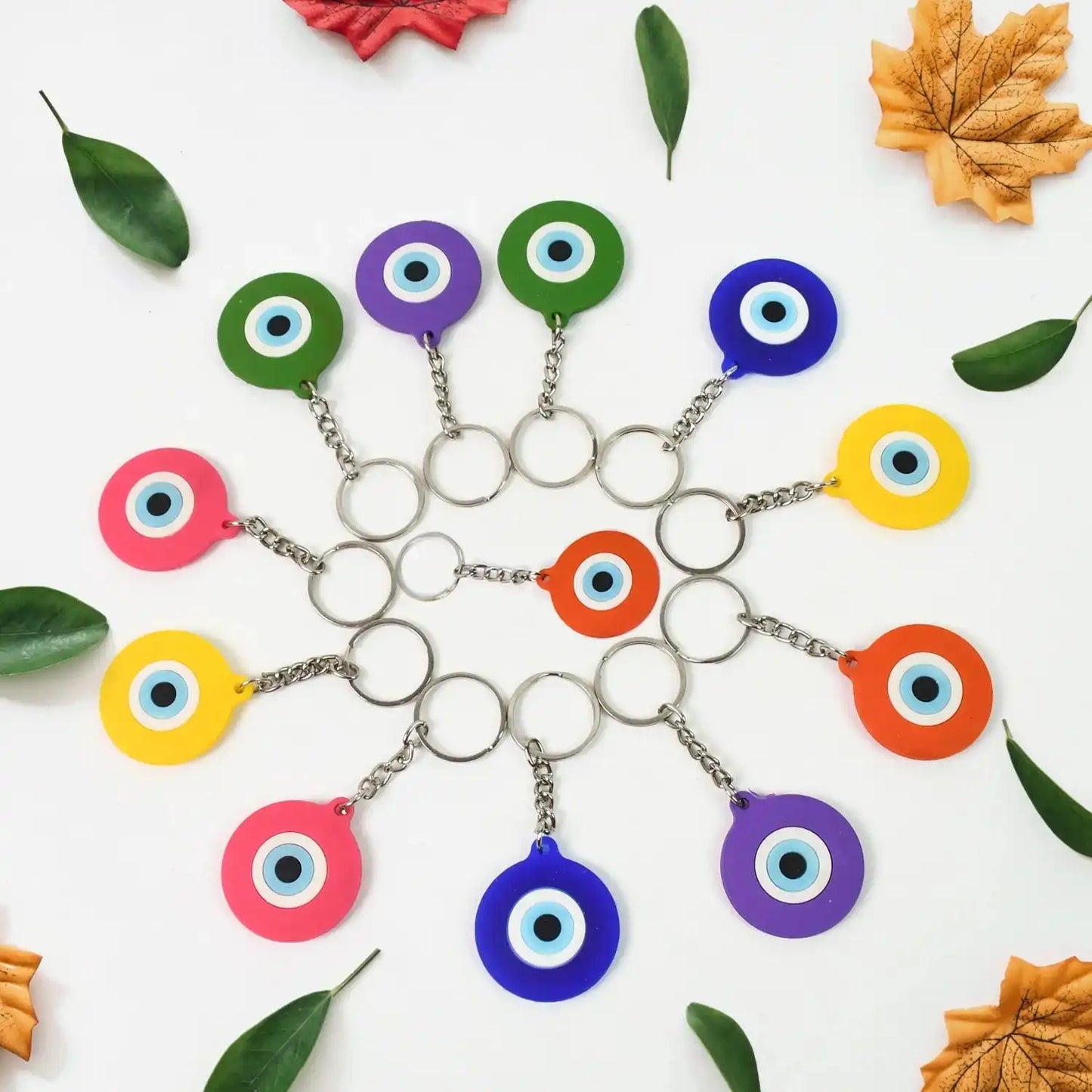 Evil Eye Rubber Silicone Keychain (12 Pcs Set Mix Color)