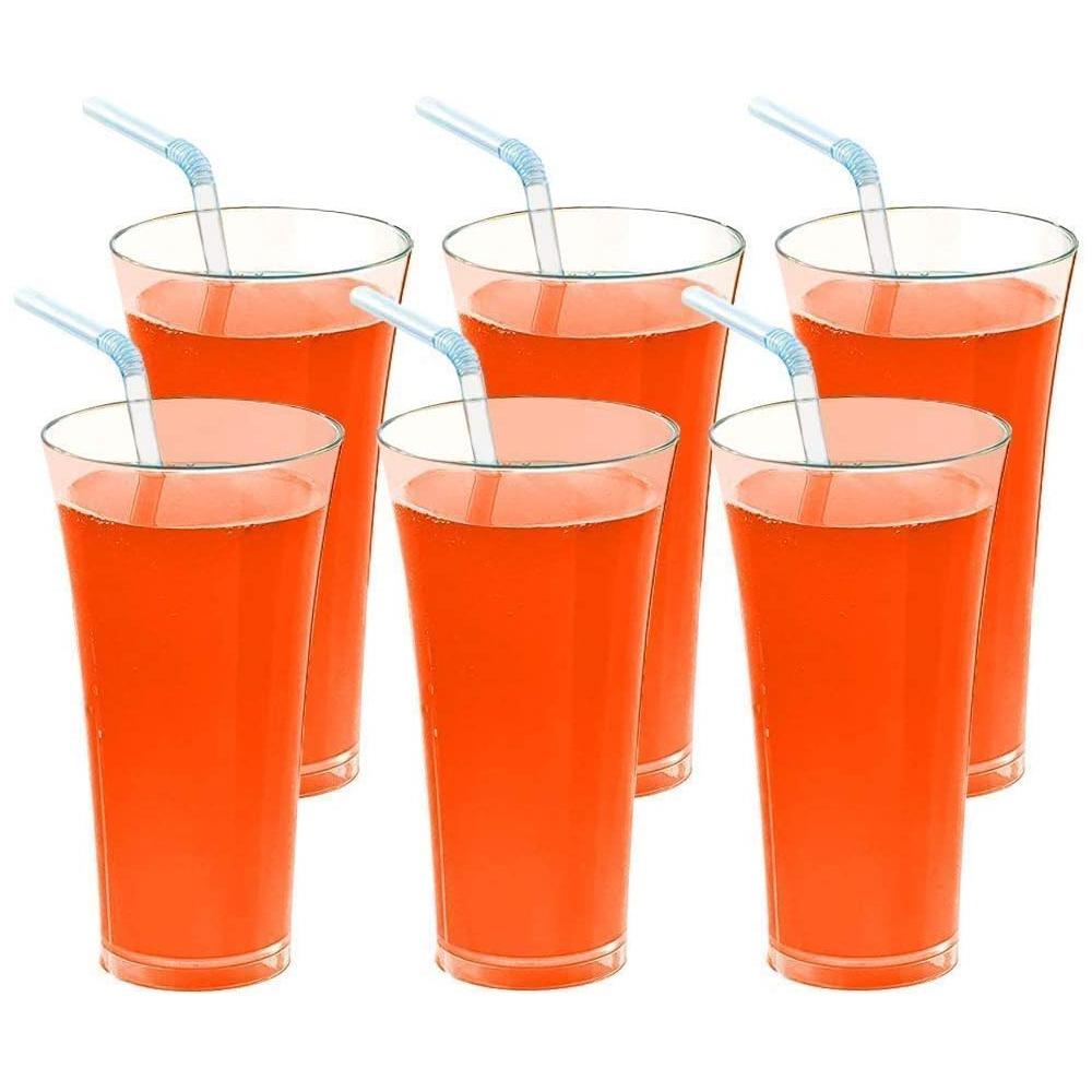 Stylish Look Plastic Juicy Glass Transparent Glasses Set 300ml (6pcs) - LootFaat