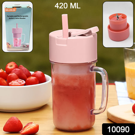 Portable Crusher Juicer With Handle Straw Usb Rechargeable 6 Blades (420 Ml) - LootFaat