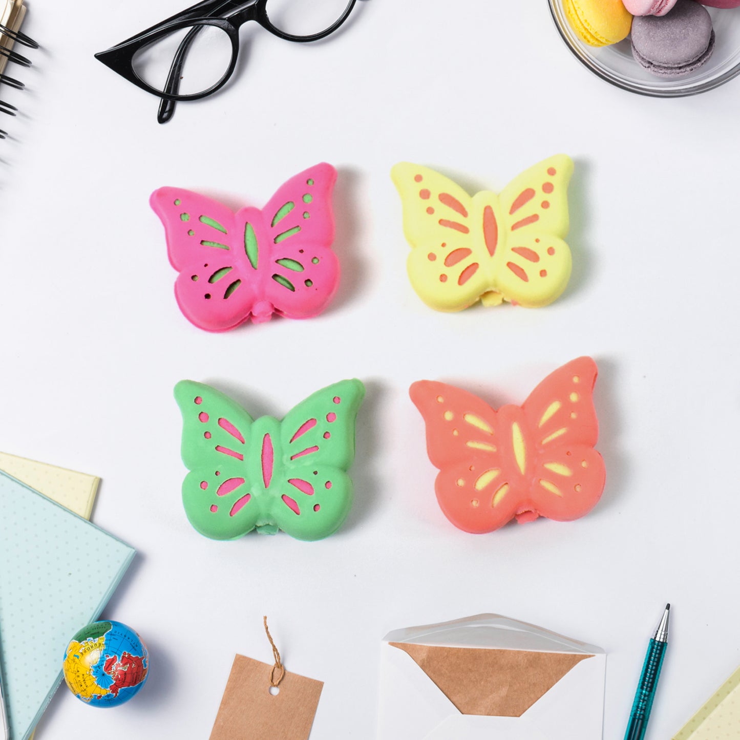 Butterfly Shape Eraser Rubber (1 Pc Mix Colour Design) - LootFaat