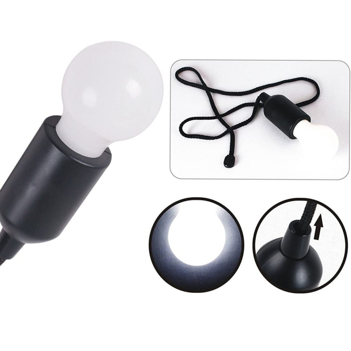 1pcs Led Bulbs Pull Cord Light Led Pull Cord Light Hanging Led Bulb Pull Wire Drawstring Light Bulb Black Led Pendant Lights - LootFaat