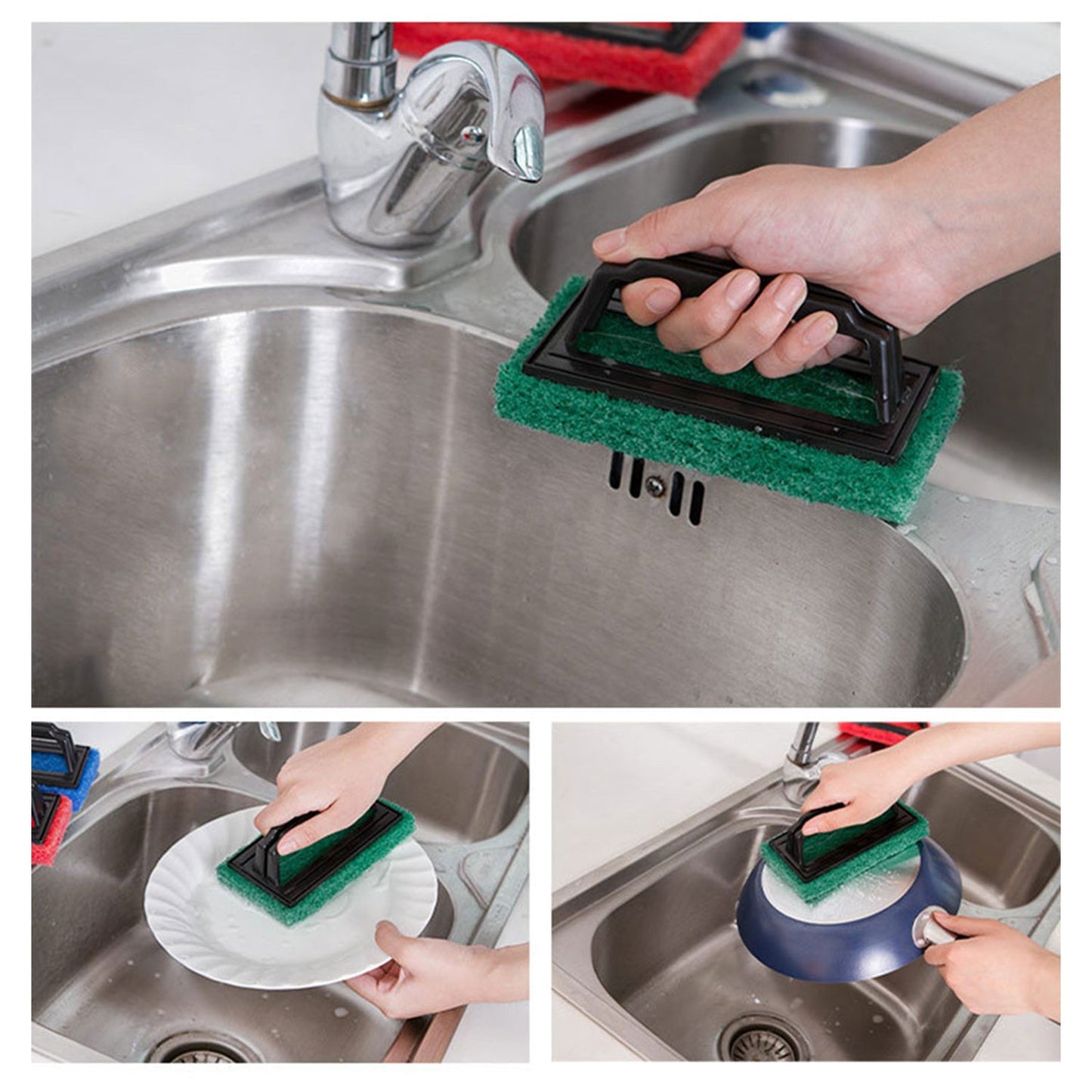 Handle Scrubber Brush Widely Used By All Types Of Peoples For Washing Utensils And Stuffs In All Kinds Of Bathroom And Kitchen Places Etc. - LootFaat