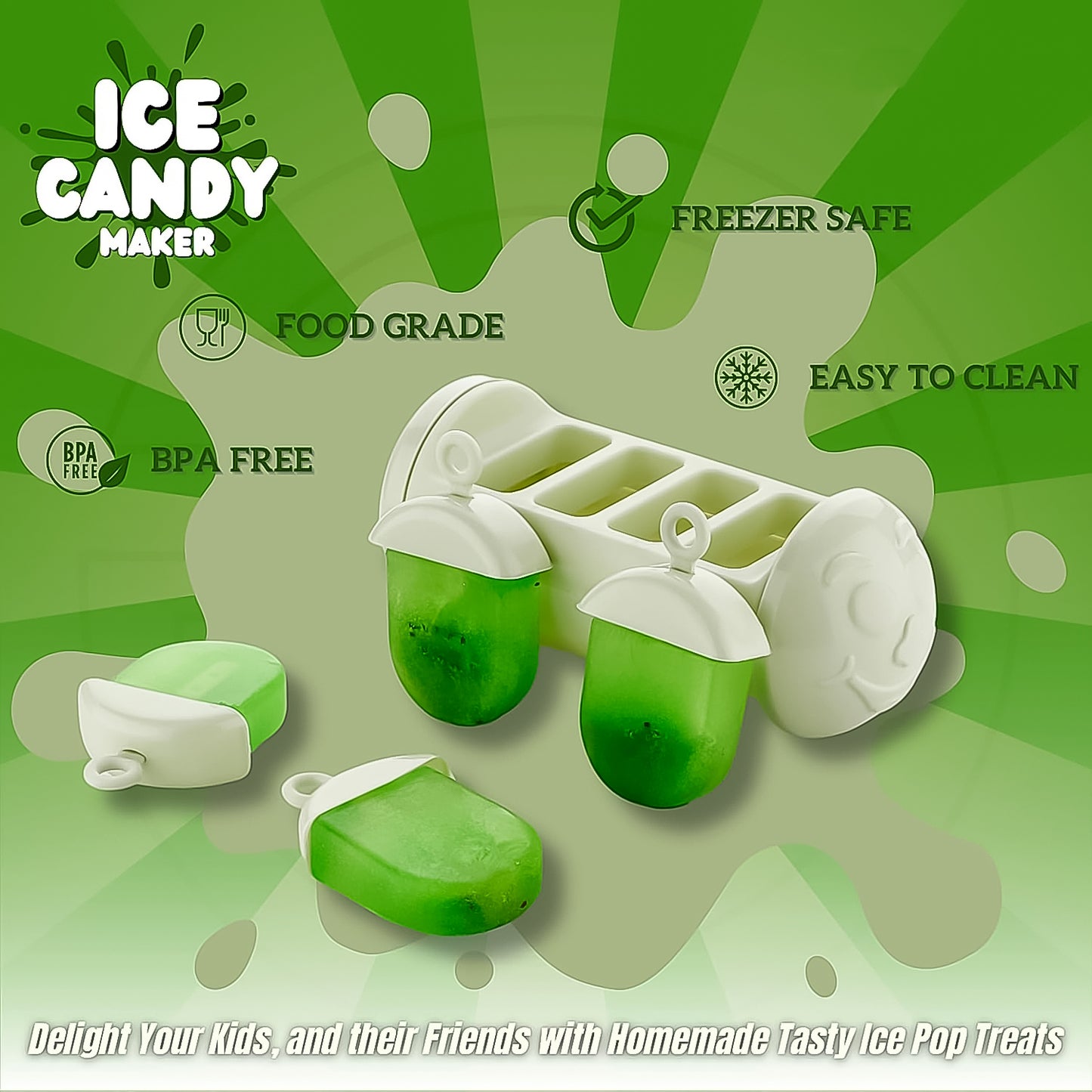 Plastic Ice Candy Maker 4 Compartment Grid Kulfi Candy (1 Pc) - LootFaat