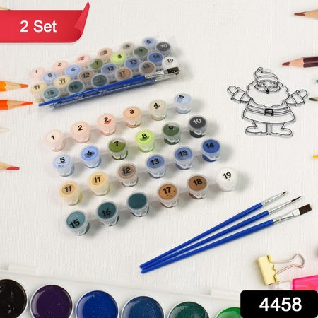 Paint By Number Kits 2 Set 19 Number Color 6 Paint Brushes (2 Set) - LootFaat