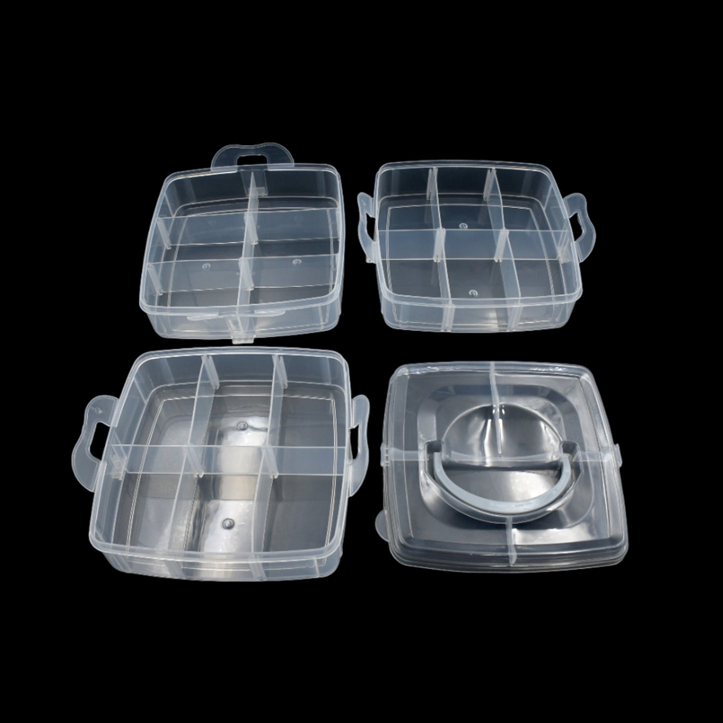 18 Grid 3 Layer Box Clear Plastic Organizer Jewelry Storage Box With Adjustable Dividers Transparent Organizer Box For Earring Fishing Hooks (18 Grids Plastic Storage Box) - LootFaat