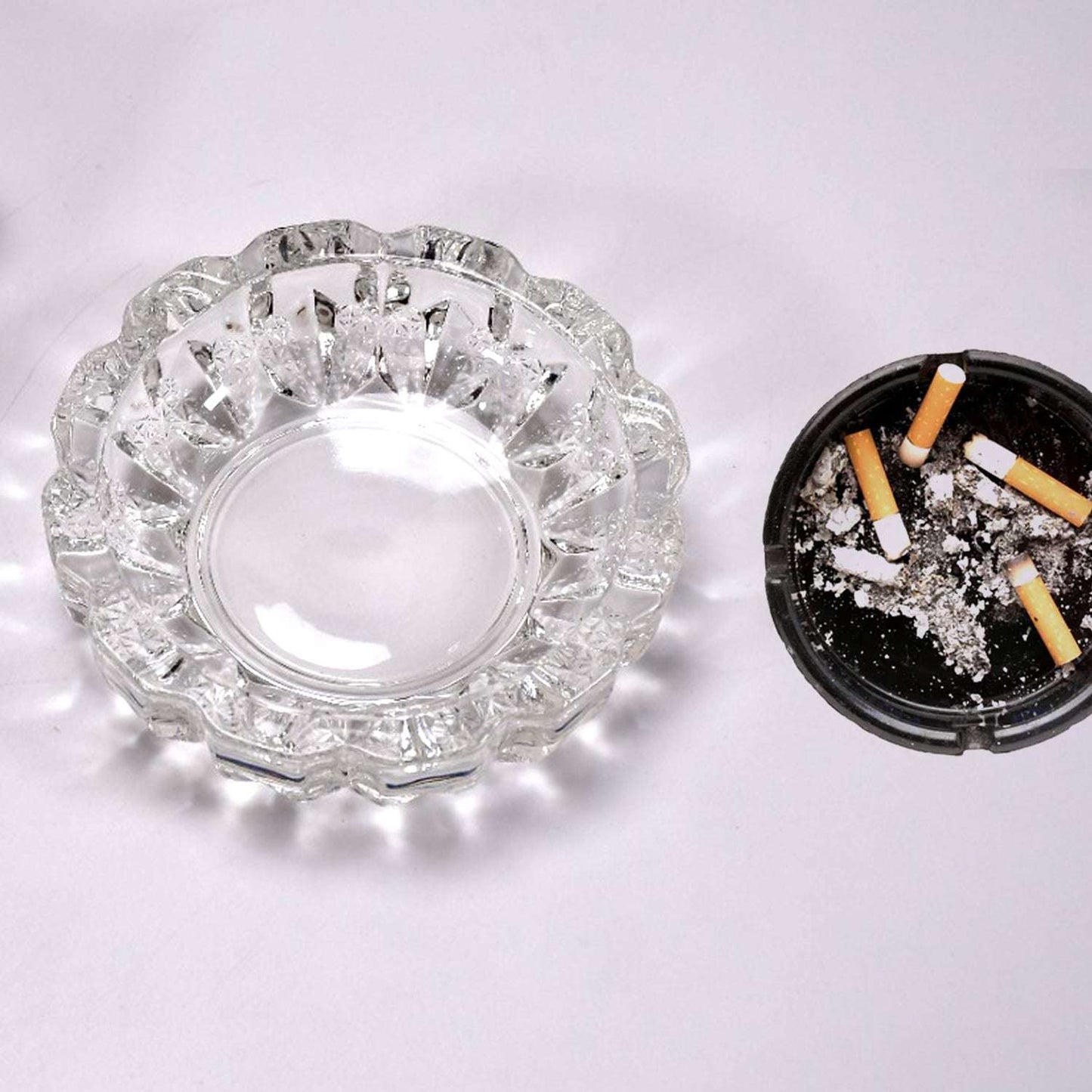 Paricutin Glass Crystal Quality Cigar Cigarette Ashtray Round Tabletop For Home Office Indoor Outdoor Home Decor - LootFaat