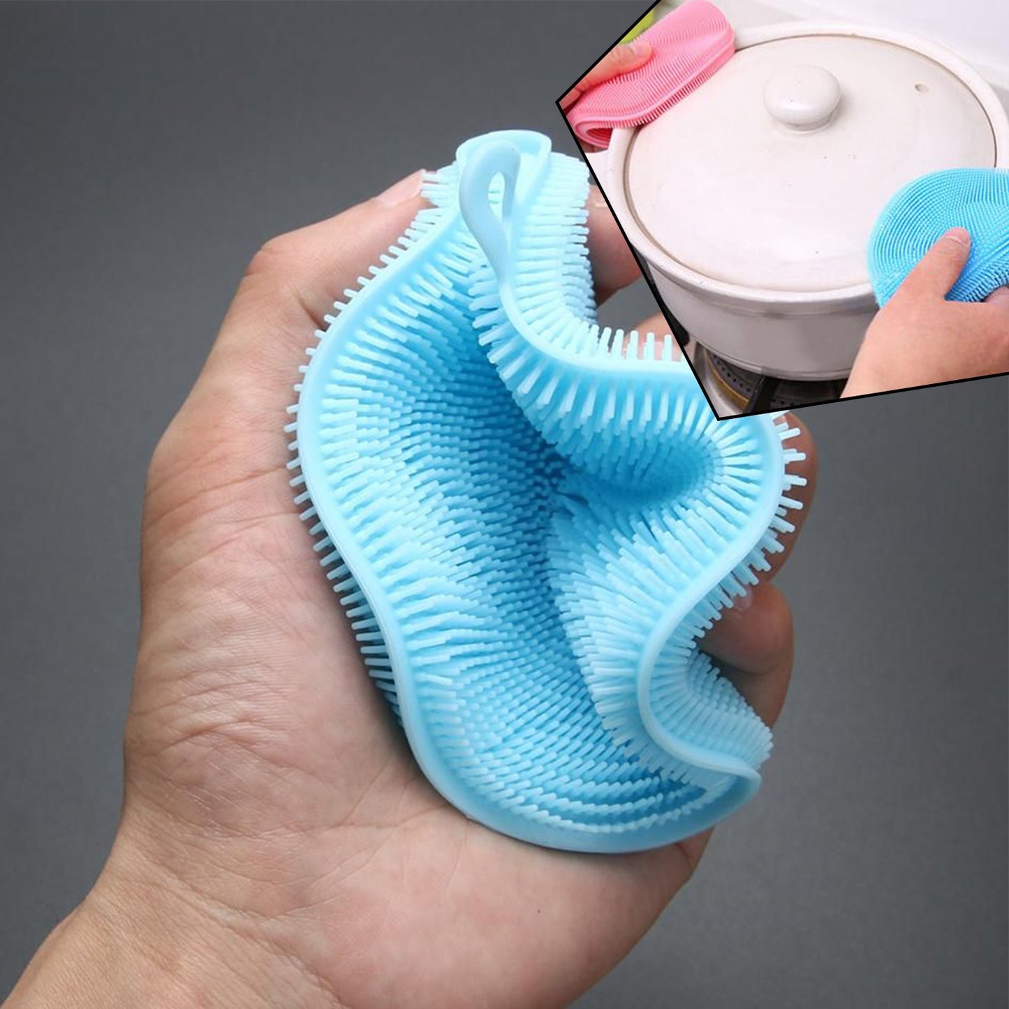 Silicone Dish Scrubber Sponge Mildew Free Non Stick (Mix Color) - LootFaat