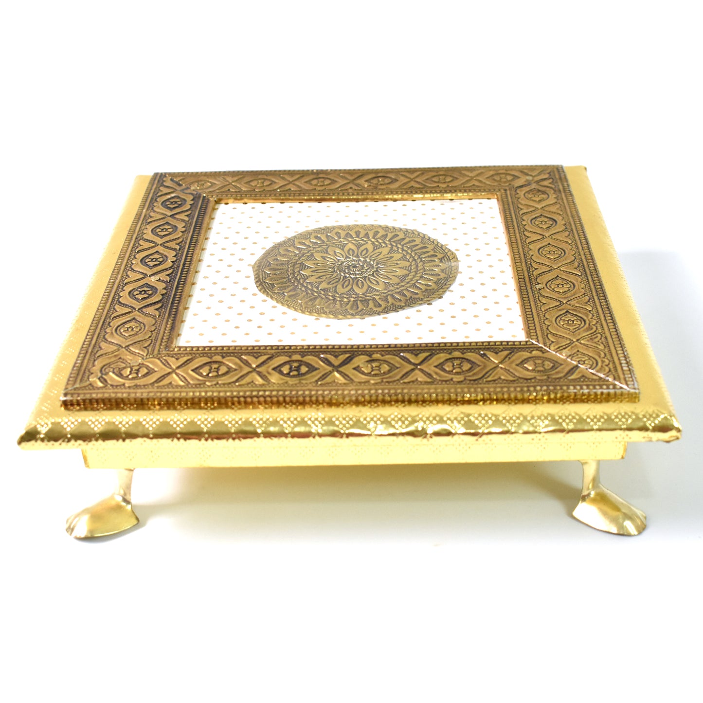 Golden - Square Pooja Chowki Patla Bajot (2020 Cm 1 Pc) - LootFaat