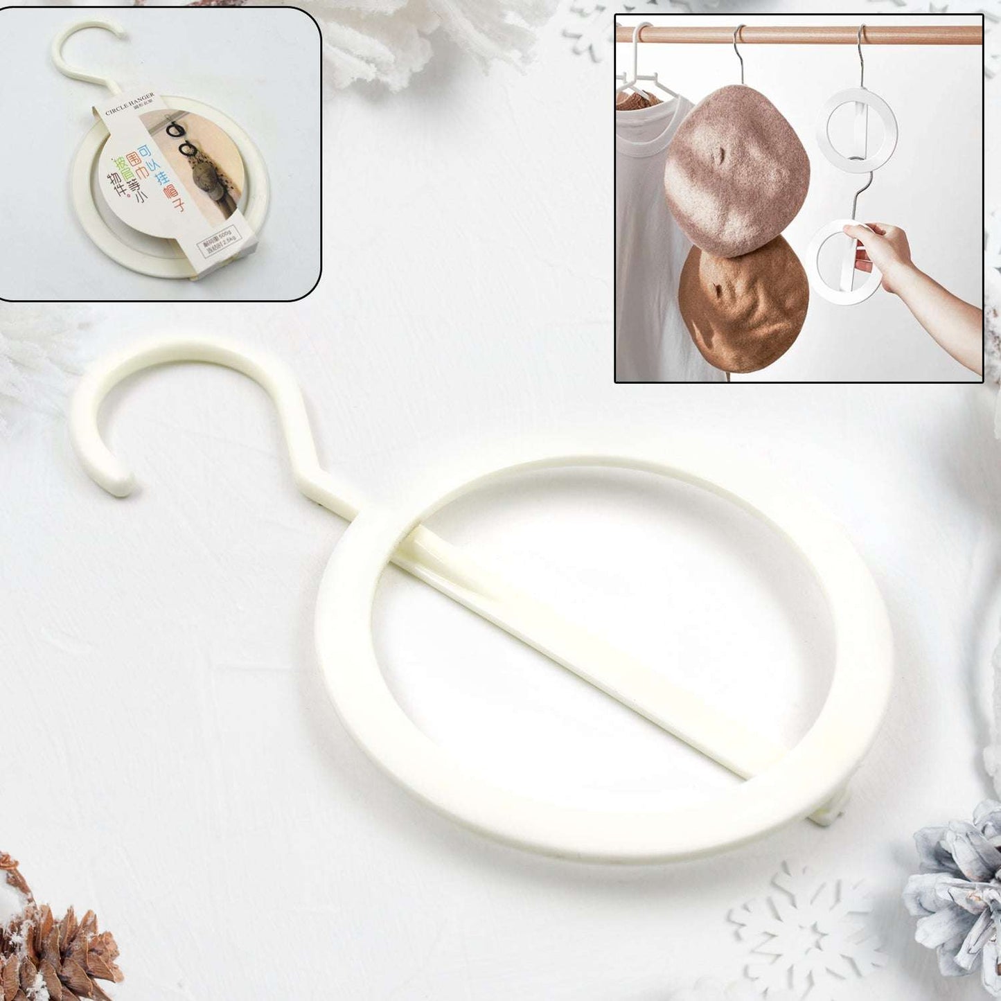 Plastic Circle Hanger Hat Closet Joint Hanger Rings Hanger Hat Storage Towel Hanger Hook Bag Hanger Storage For Wall Door Closet Bathroom (1 Pc) - LootFaat