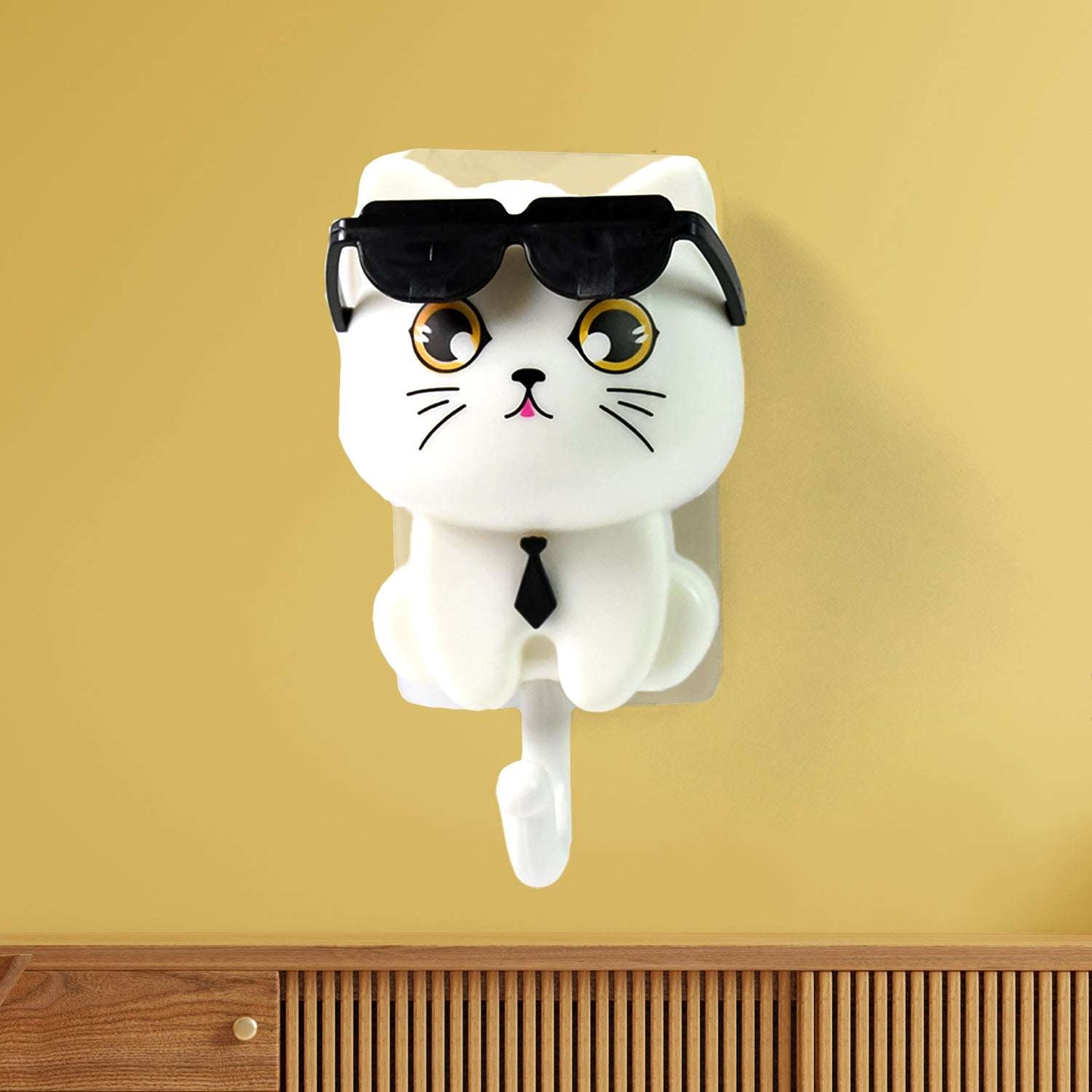 Cat Hook For Wall Cute Cat Key Hook With Sunglasses (1 Pc) - LootFaat