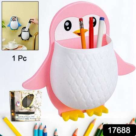 Penguin Storage Box Adhesive Remote Case Electric Toothbrushes Holder Universal Controller Holder Wall Nightstand Office Plastic Wall Mount - LootFaat