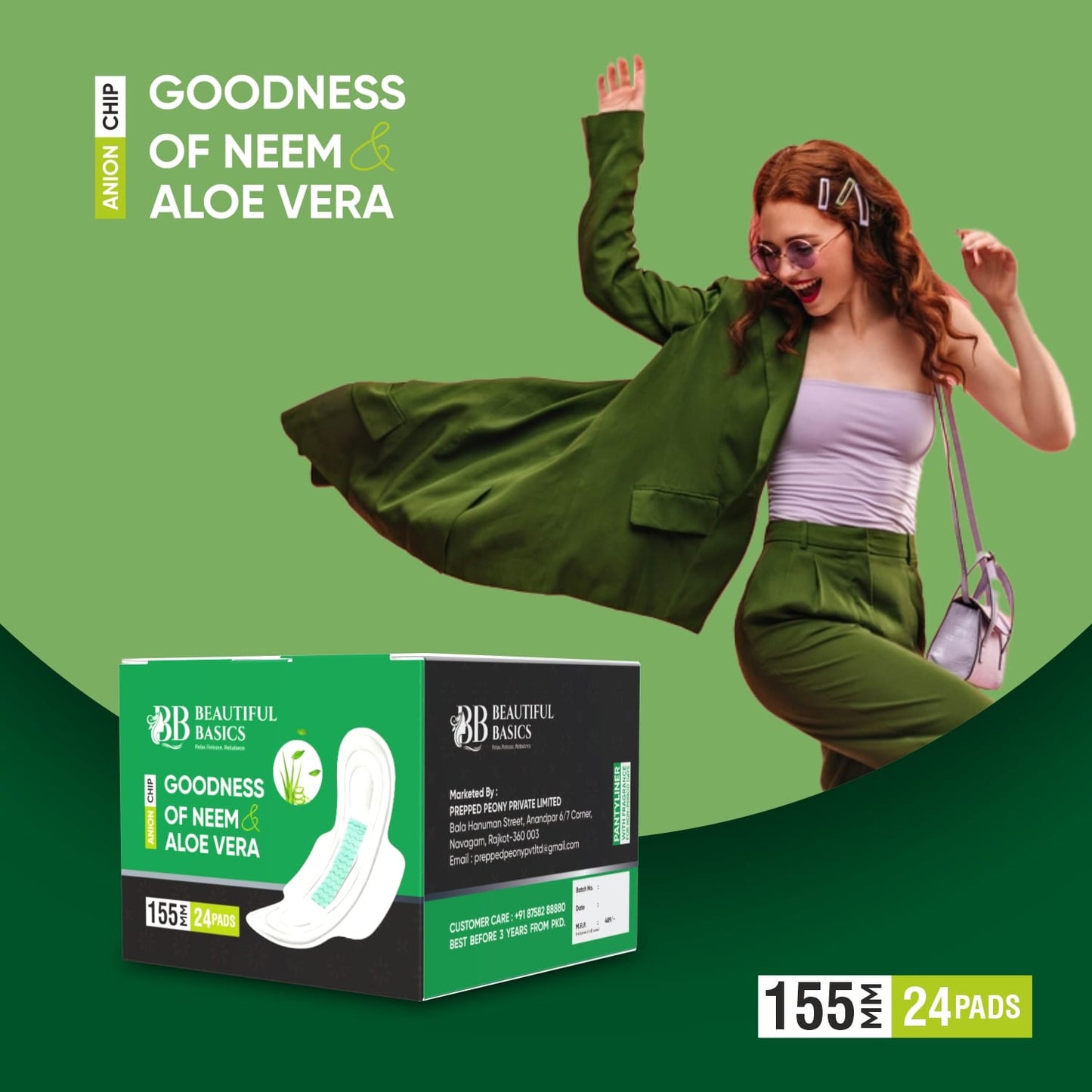 Sanitary Pads For Women With Goodness Of Neem Aloe Vera Ultra Thin Leakage Protection Ph Balance With Antibacterial Anion Chip (155 Mm 24 Pads) - LootFaat