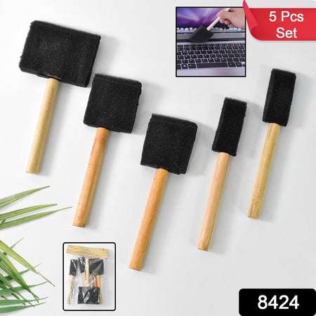 Multipurpose Sponge Brushes For Painting With Wooden Handles (5 Pcs Set) - LootFaat