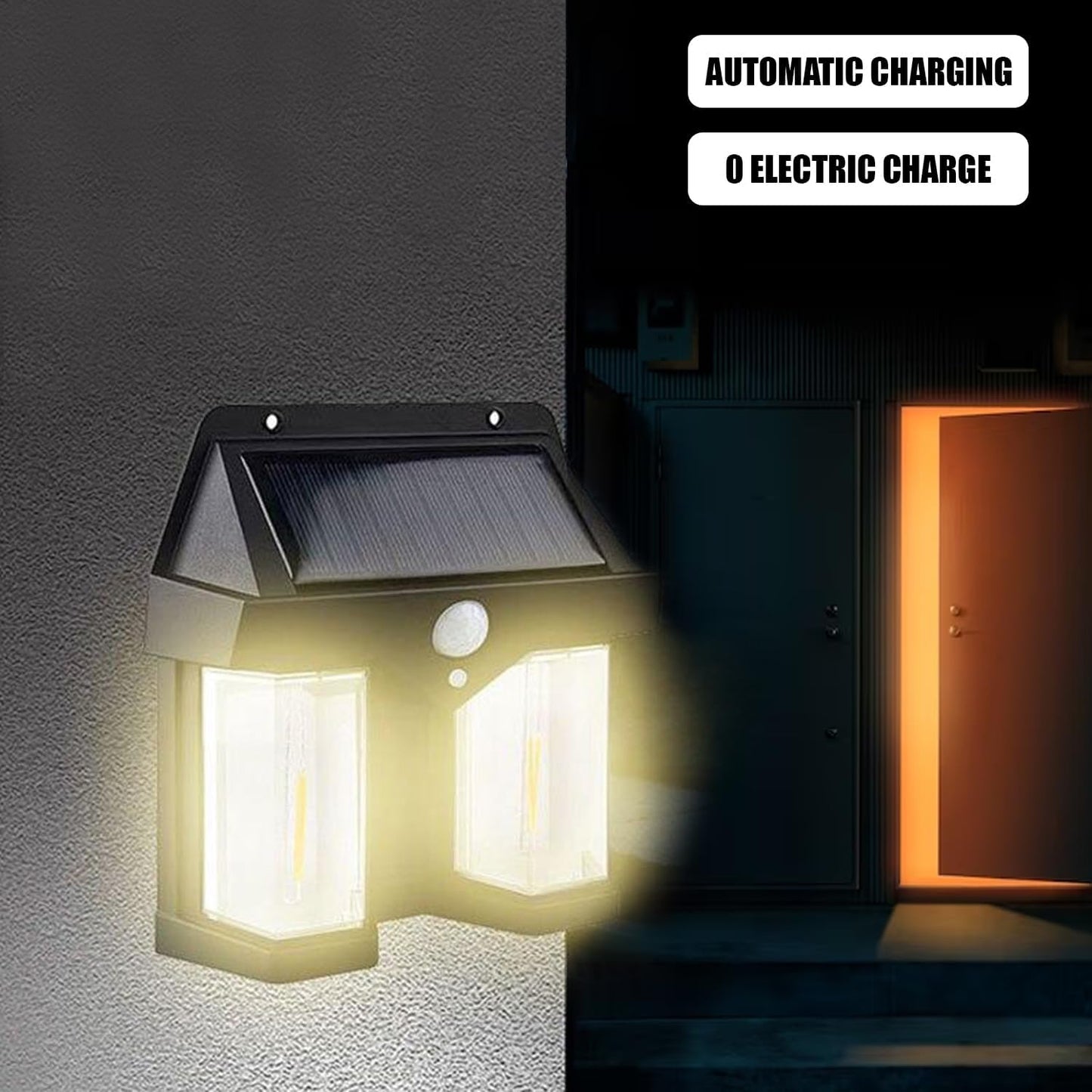 Outdoor Solar Wall Lamp Outdoor Waterproof High Quality Lamp Induction Garden Lamp Garden Villa Night Lamp Double Lamp Light (1 Pc) - LootFaat