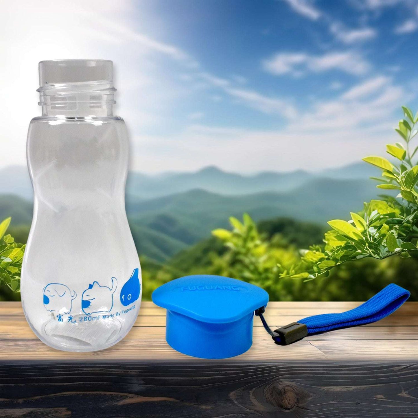 Transparent Travel Portable Water Bottle With Carry Straps (280 Ml 1 Pc) - LootFaat