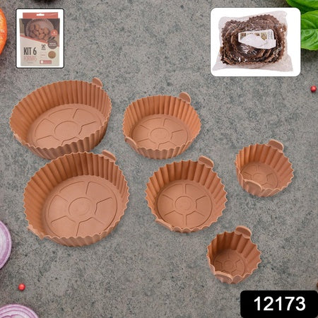 Air Fryer Reusable Silicone Pot With Handles (6 Pc Set) - LootFaat