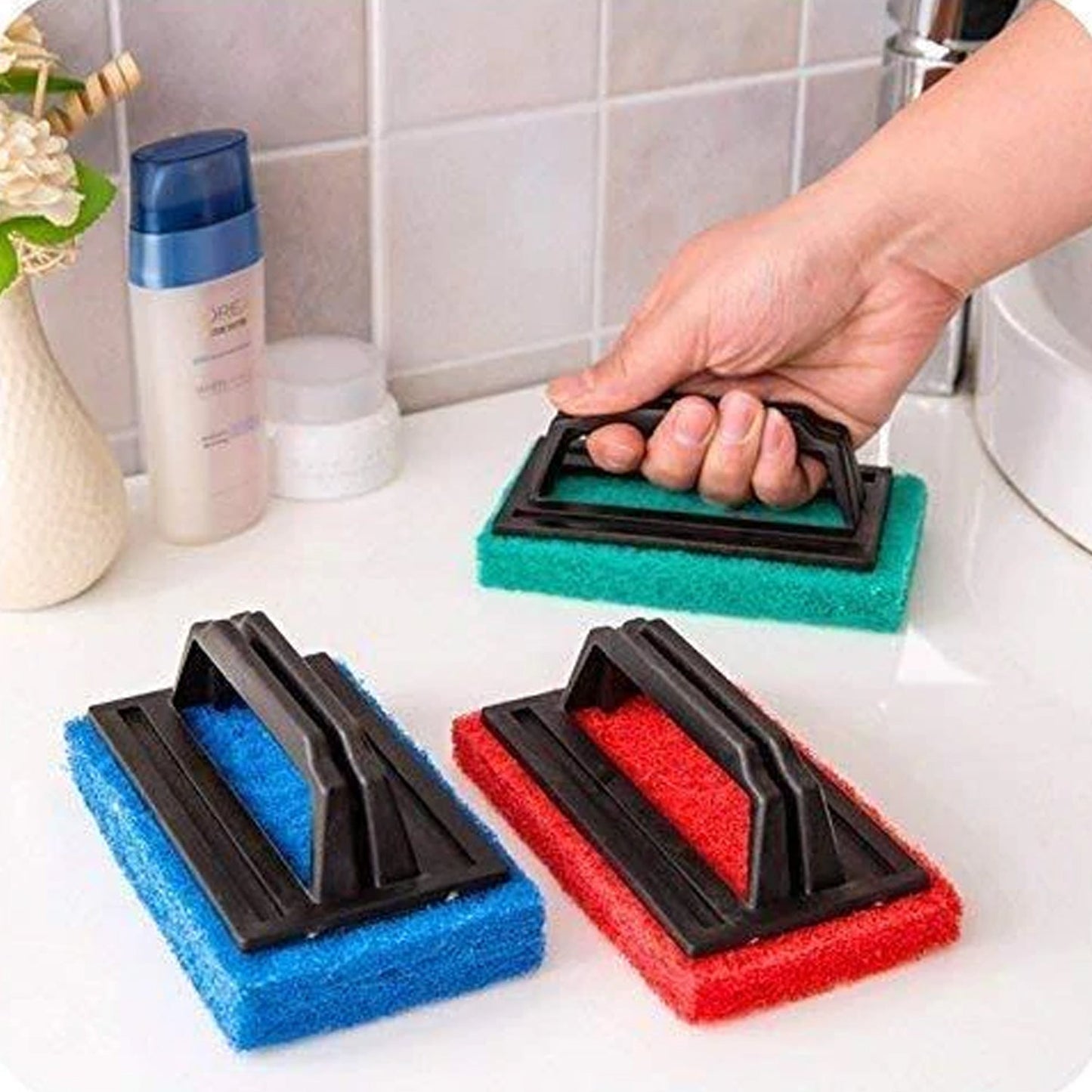 Handle Scrubber Brush Widely Used By All Types Of Peoples For Washing Utensils And Stuffs In All Kinds Of Bathroom And Kitchen Places Etc. - LootFaat