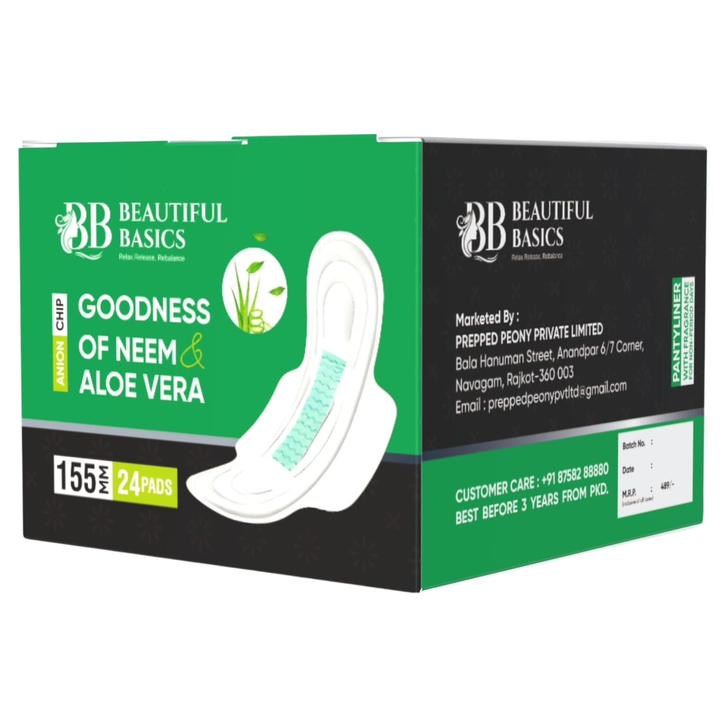 Sanitary Pads For Women With Goodness Of Neem Aloe Vera Ultra Thin Leakage Protection Ph Balance With Antibacterial Anion Chip (155 Mm 24 Pads) - LootFaat