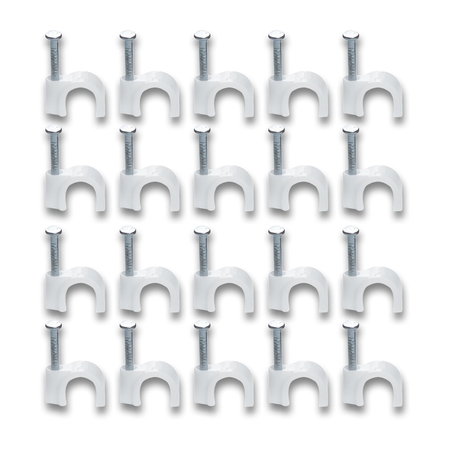 Wire Wall Clips Plastic Cable Clips Round Wire Pins With Steel Nail (20 Pcs Set) - LootFaat