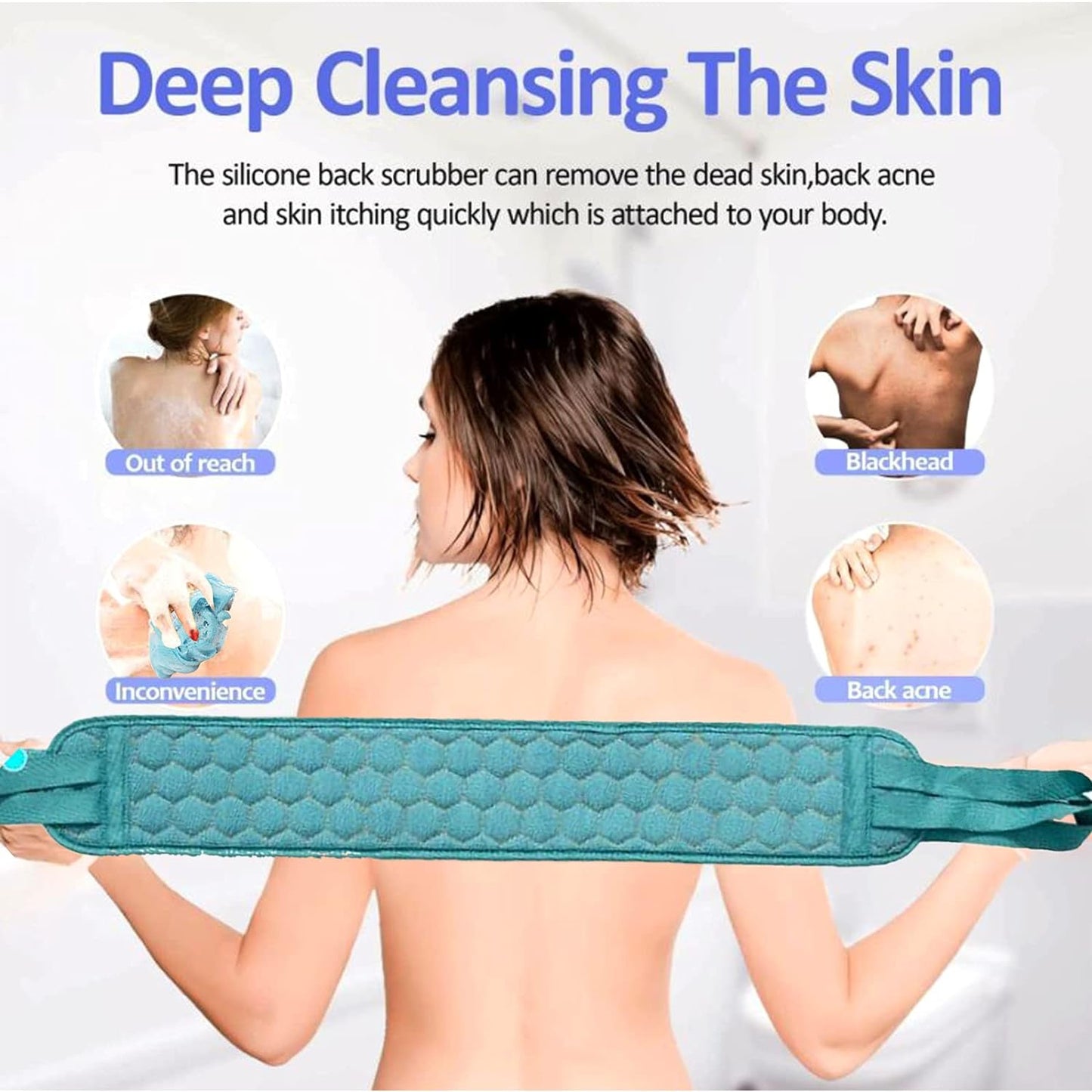 Bath Shower Set Scrubber Loofah Sponge Pouf Bath Brush Extra Long Dual Sided Scrubber Long Lasting Deep Clean Super Soft Body Scrubber For Men Woman (2 Pcs Set) - LootFaat