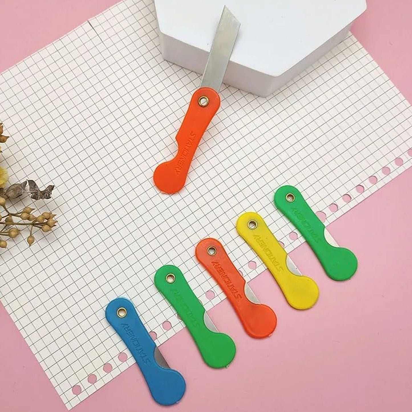 Multicolour Mini Paper Cutter Knife Pencil Knife (Pack Of 12) - LootFaat