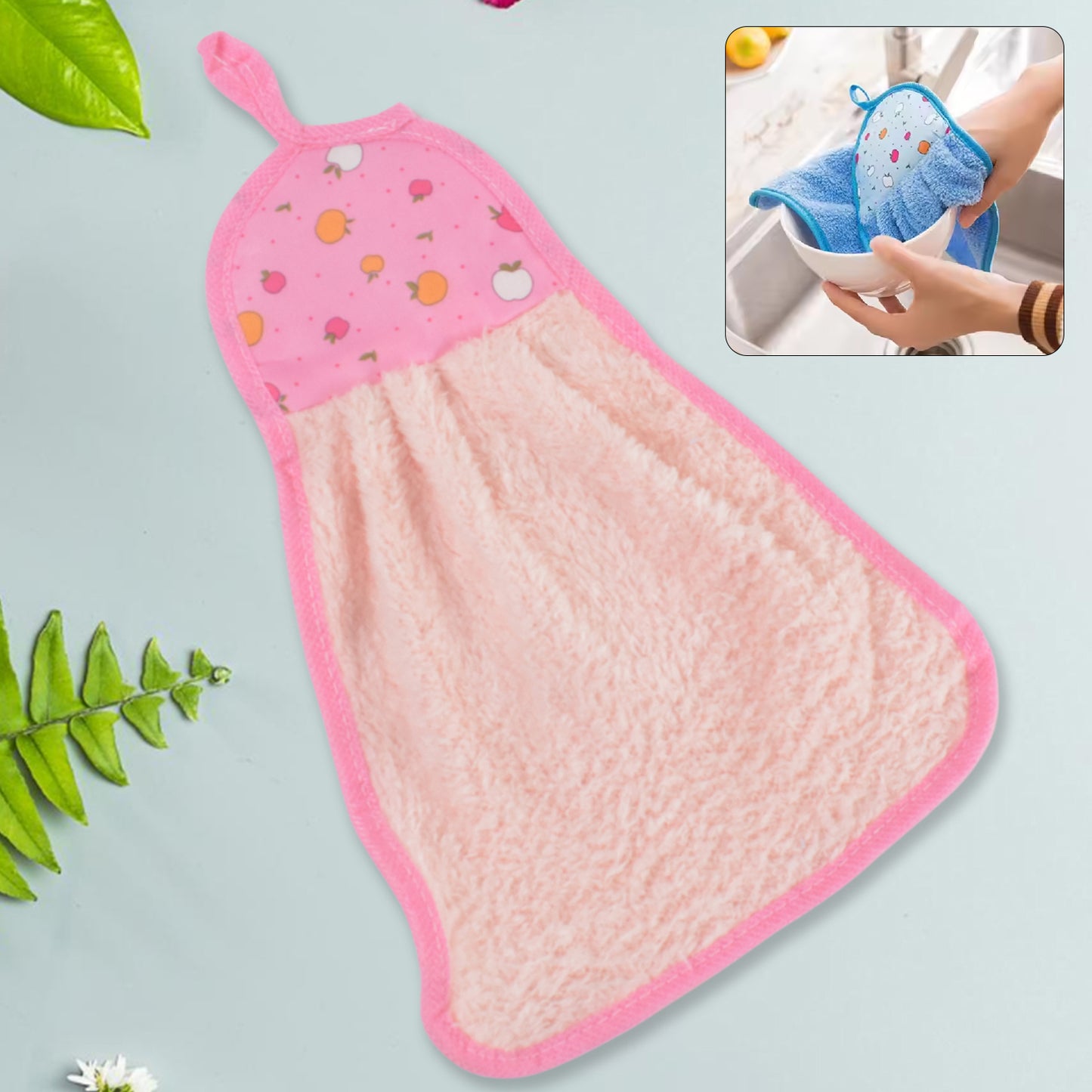 Microfiber Wash Basin Hanging Hand Kitchen Towel Napkin With Loop - LootFaat