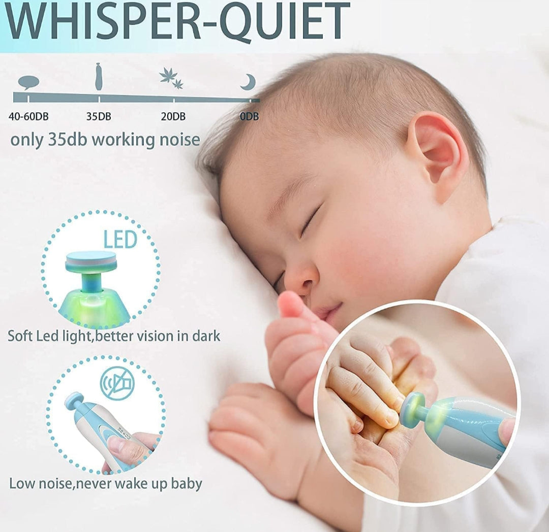 Electric Baby Nail Trimmer With Grinding Heads For Newborn Infant And Toddler
