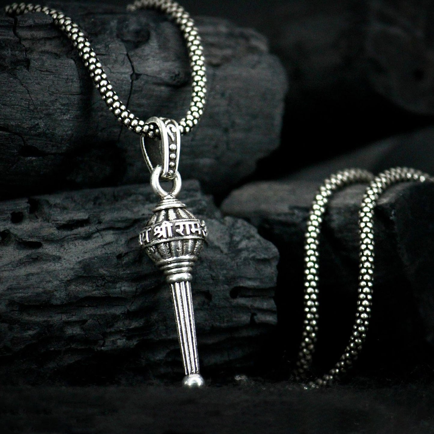 Silver Chain With Gada Pendant Locket (1 Pc) - LootFaat