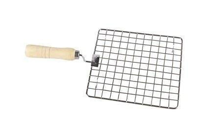 Kitchen Square Stainless Steel Roaster Papad Jali Barbecue Grill With Wooden Handle - LootFaat
