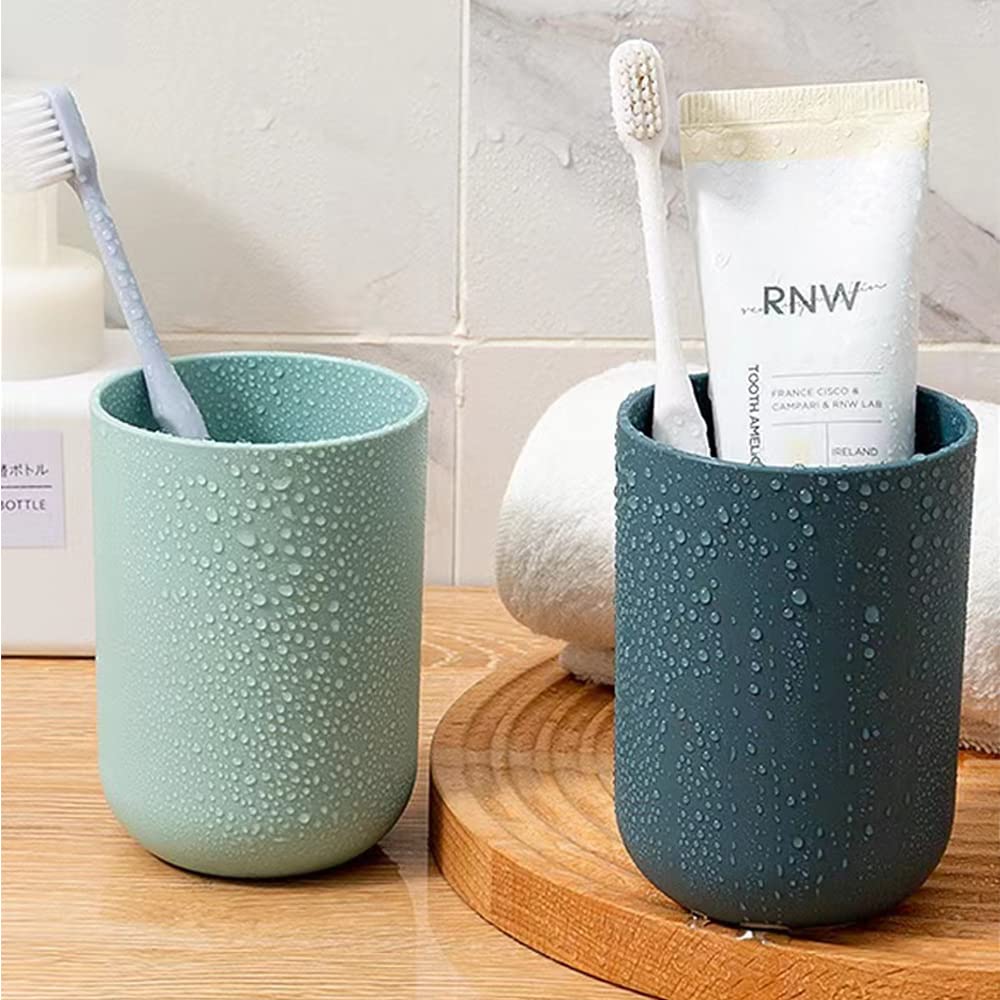 Multipurpose Wall Mount Toothbrush Holder Plastic Stand With 2 Cup (1 Set) - LootFaat