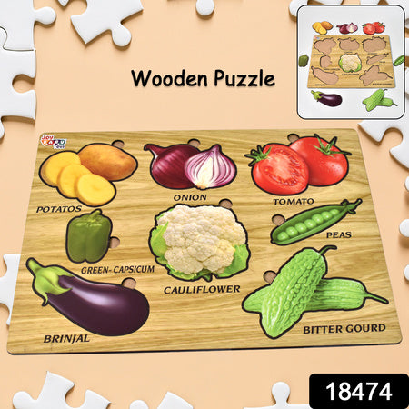 Wooden Vegetable Puzzle Learning Educational Board (1 Set 2820 Cm) - LootFaat