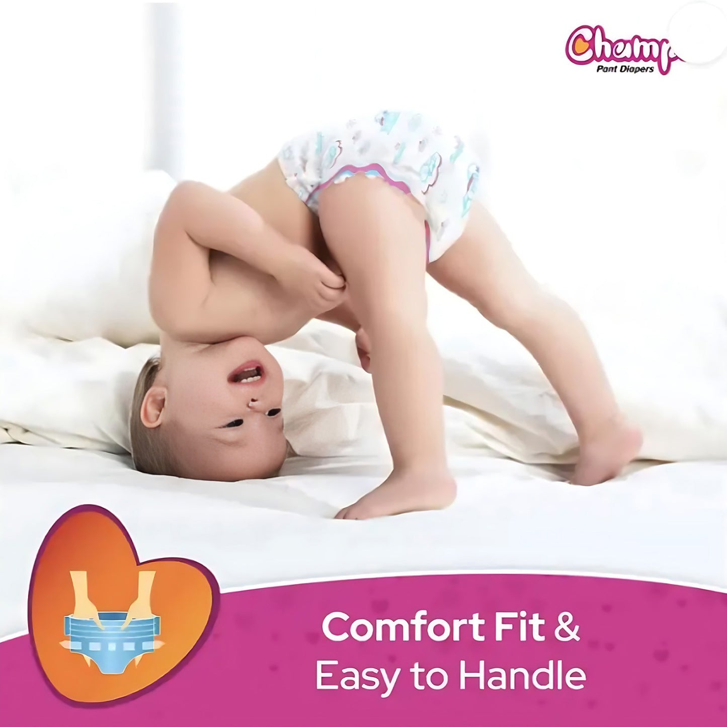 Medium Champs Dry Pants Style Diaper- Medium (10 Pcs) Best For Travel Absorption Champs Baby Diapers Champs Soft And Dry Baby Diaper Pants (M 10 Pcs ) - LootFaat