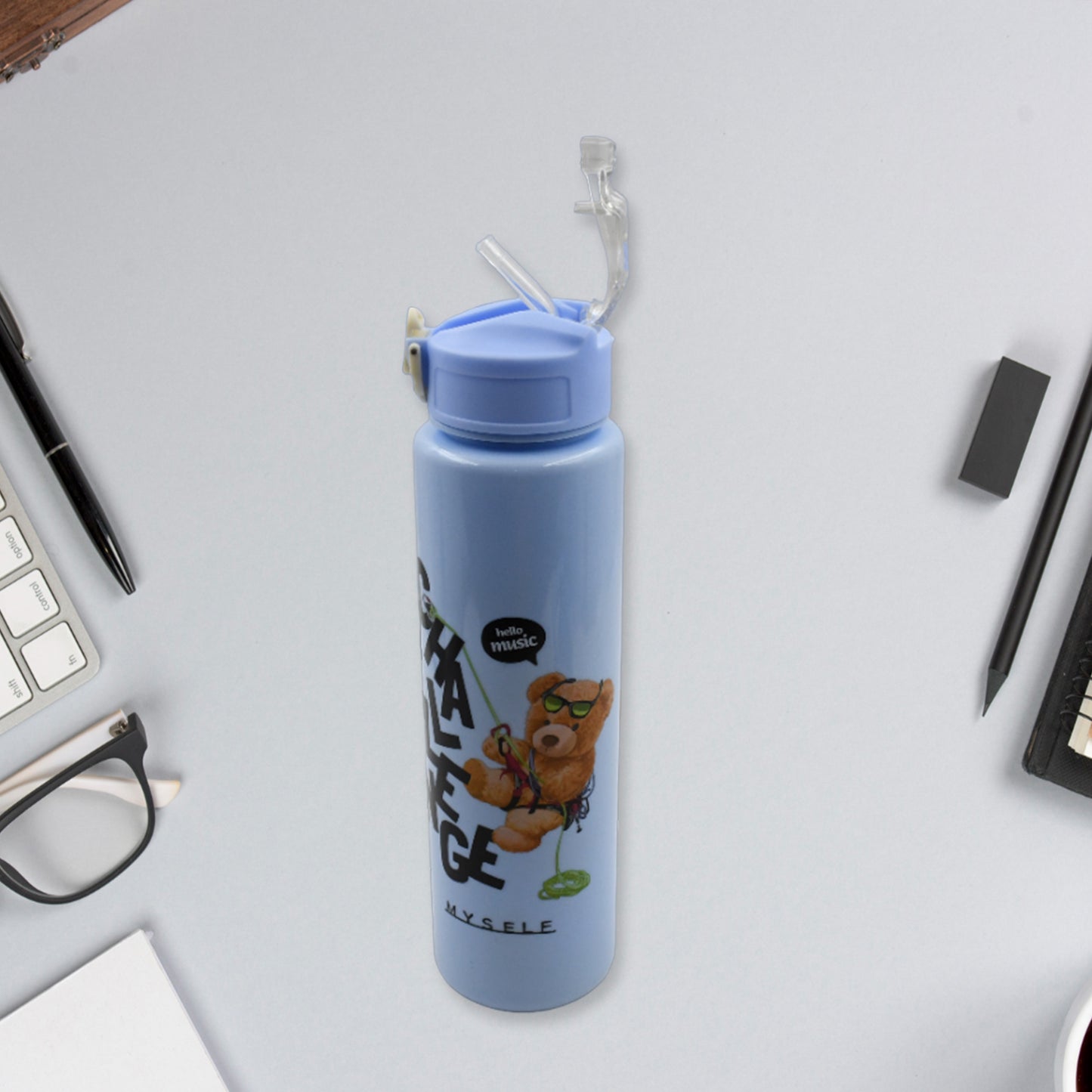 Plastic Water Bottle 3pc Set3 Different Size Bottle High Quality Water Bottle Plastic Water Bottle Bpa-free Leak-proof Cartoon Printed Design For Kids School For Fridge Office Sports School Gym Yoga (3 Pc Set) - LootFaat