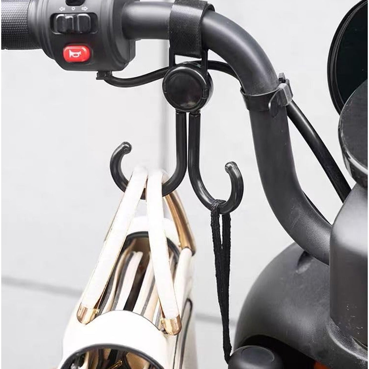 Multi-purpose Strong Pushchair Hook Clip Baby Carriage Hook 360degree Rotating Black Stroller Clip For Hanging Bag Baby Carriage Hook For Cars Wheelchairs Walking Aids Bicycles Shopping Trolley Bicycles (1 Pc) - LootFaat