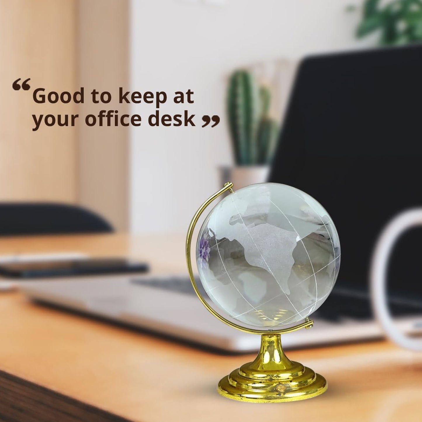 Crystal Globe World Map 50 Mm With Golden Stand (1 Pc) - LootFaat