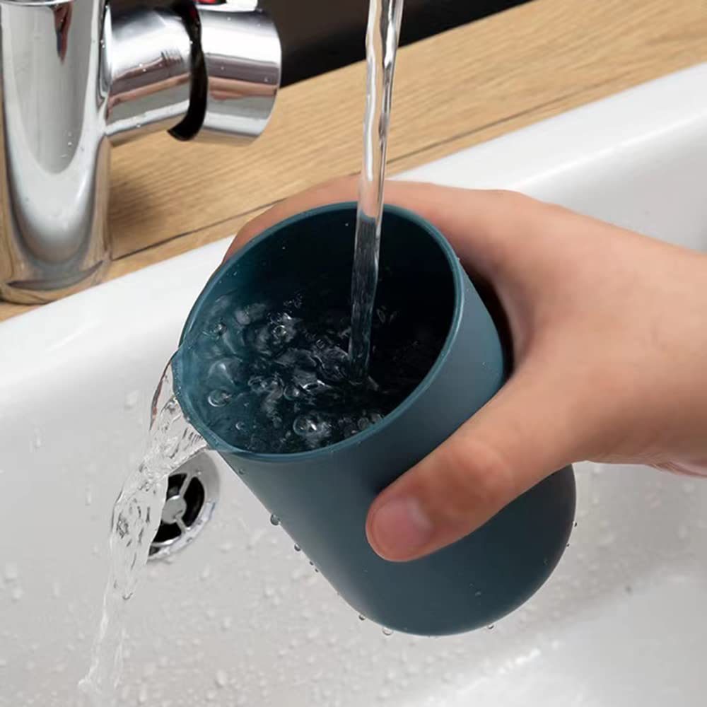 Multipurpose Wall Mount Toothbrush Holder Plastic Stand With 2 Cup (1 Set) - LootFaat