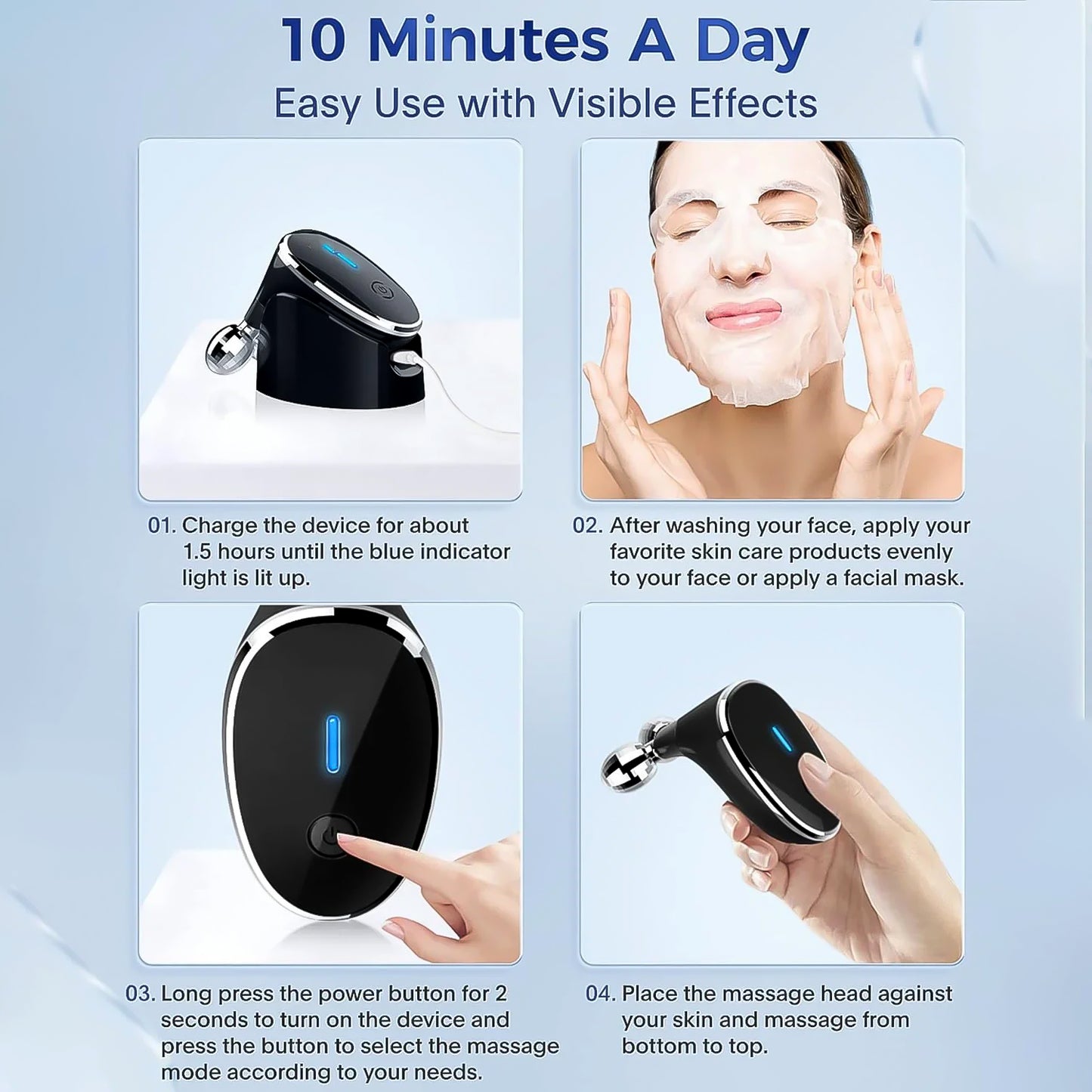 Microcurrent- Facial- Device Micro Current Face Massager Roller (1 Pc) - LootFaat