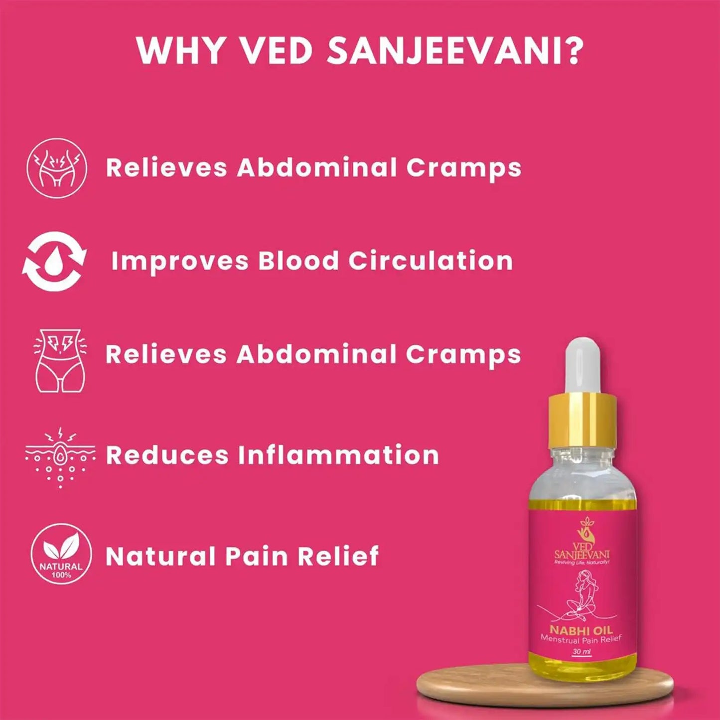 Ved Sanjeevani Nabhi Oil For Menstrual Pain Relief (30ml 1 Pc)