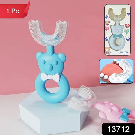 Baby Bear U-Shaped Toothbrush for Kids – Silicone Manual Toothbrush for 2-6 Years | Soft Bristles for Sensitive Gums | Multicolour (1 Pc)
