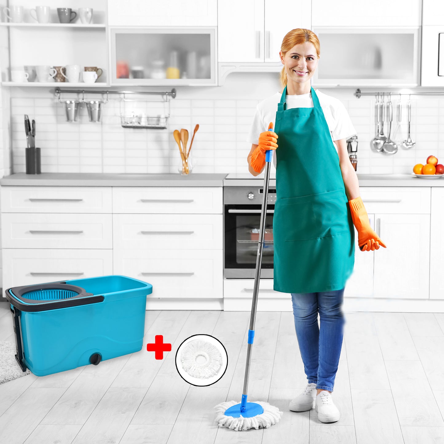 Quick Spin Mop Plastic Spin Bucket Floor Cleaning Easy Wheels Big Bucket Floor Cleaning Mop With Bucket - LootFaat
