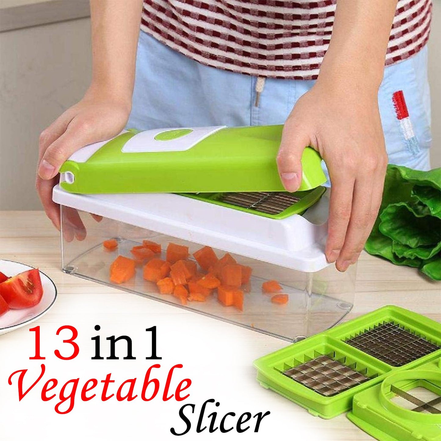 Plastic 13-in-1 Manual Vegetable Graterchipser And Slicer - LootFaat