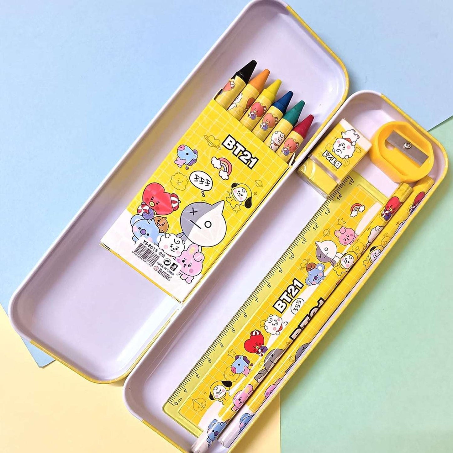 Stationery Kit For Kids - Stationery Set Includes Metal Pencil Box Sharpener Pencil And Eraser Set School Supply Set Birthday Return Gift For Kids Boys Girls (12 Pc Set) - LootFaat